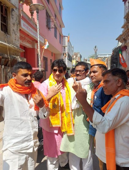 Community members gathered on a street